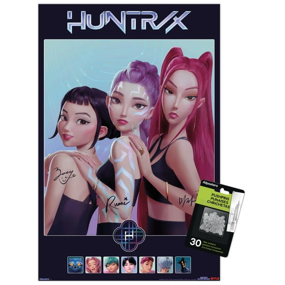 Netflix KPop Demon Hunters (2025) - Huntrix Comeback Group Wall Poster with Push Pins, 14.725" x 22.375"