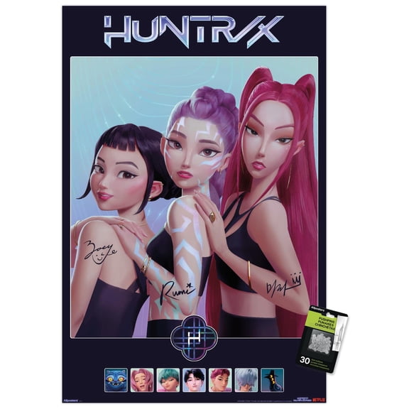 Netflix KPop Demon Hunters (2025) - Huntrix Comeback Group Wall Poster with Pushpins, 22.375" x 34"