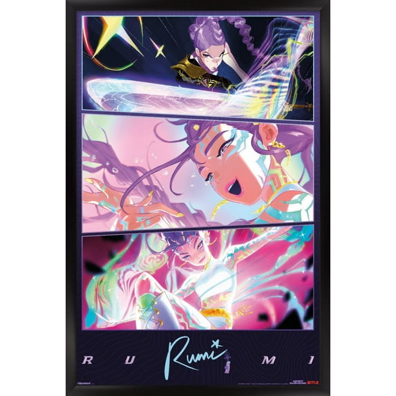 Netflix KPop Demon Hunters (2025) - Huntrix Featuring Rumi Wall Poster, 22.375" x 34" Framed