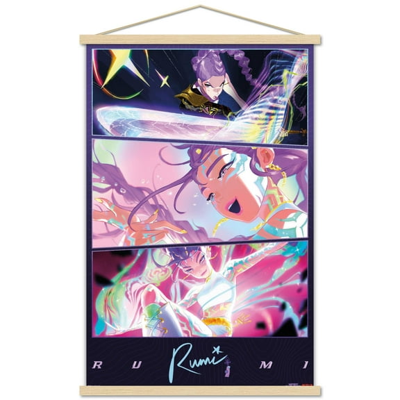 Netflix KPop Demon Hunters (2025) - Huntrix Featuring Rumi Wall Poster with Magnetic Frame, 22.375" x 34"