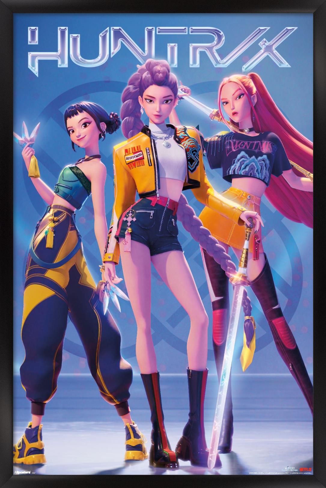 Affiche Métal Displate Kpop Demon Hunters - 48x67,5 Cm, Montage Magnétique, Décoration Murale Collection