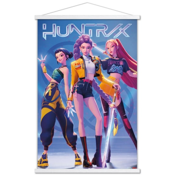 Netflix KPop Demon Hunters (2025) - Huntrix Hero Group Wall Poster with Magnetic Frame, 22.375" x 34"