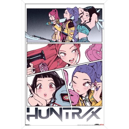 Netflix KPop Demon Hunters (2025) - Huntrix Manga Panels Wall Poster, 22.375" x 34" Framed