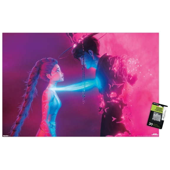 Netflix KPop Demon Hunters (2025) - Rumi & Demon Jinu Wall Poster with Push Pins, 22.375" x 34"