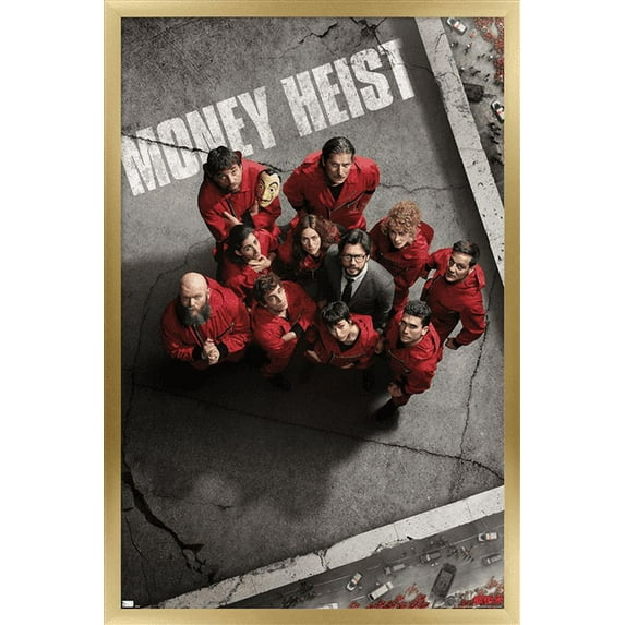 Netflix La Casa de Papel - Money Heist Roof Wall Poster, 14.725" x 22.375", Framed