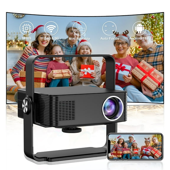 [Netflix Licensed & Auto focus]XNANO Portable Projector with WiFi and Bluetooth, Auto Focus & Keystone Movie Projector with Stand, 4K Support Netflix Home Theater Projector Black