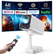 [Netflix Ready] Smart Projector with WiFi and Bluetooth, 4K 1080P Support, Electric Focus & Auto Keystone, Rotatable & Height-Adjustable Stand, Max 250 Screen