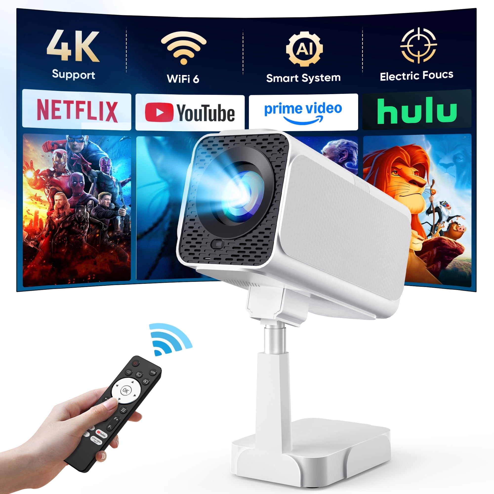 プロジェクター iSinbox Netflix-licensed Smart Projector Netflix-Licensed] Smart Projector with WiFi and Bluetooth, 4K