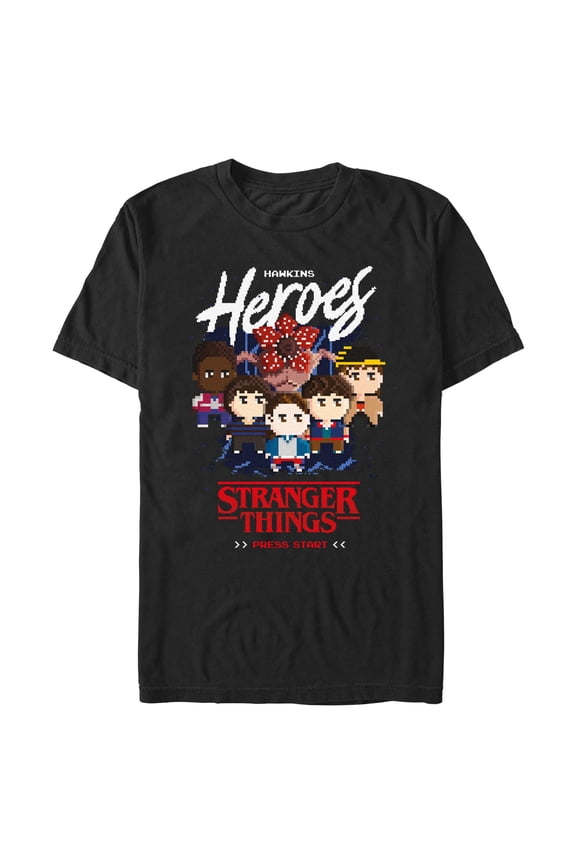 Netflix Men's Stranger Things 8 Bits Hawkins Heroes Friend Group T Shirt