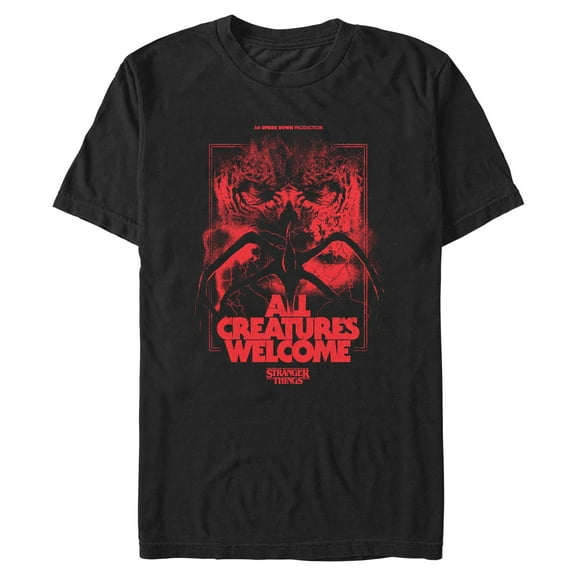 Netflix Men's Stranger Things All Creatures Welcome Poster T Shirt