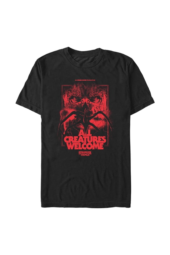 Netflix Men's Stranger Things All Creatures Welcome Poster T Shirt