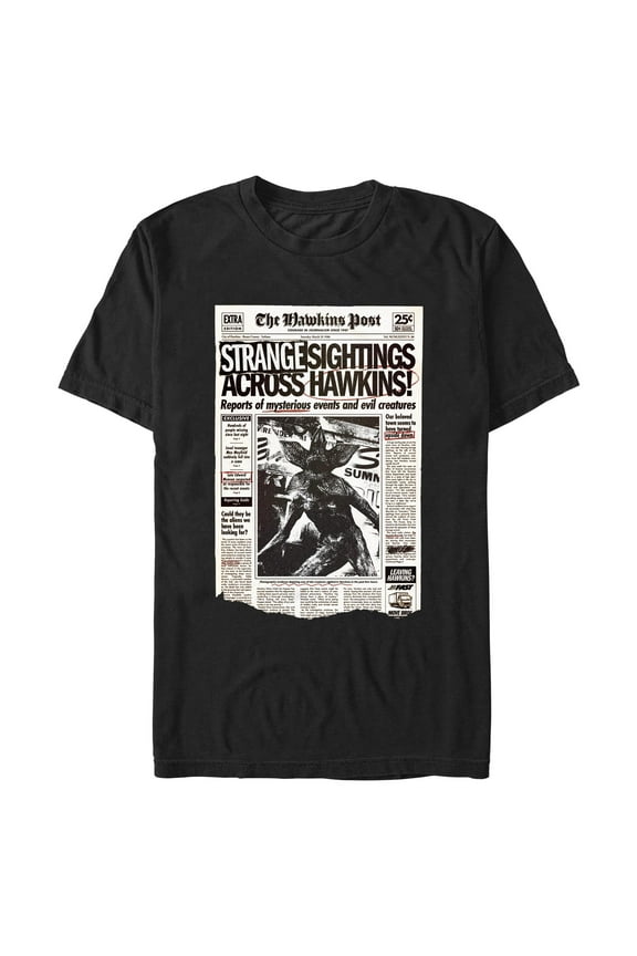 Netflix Men's Stranger Things Mysterious Sightings Across Hawkins T Shirt