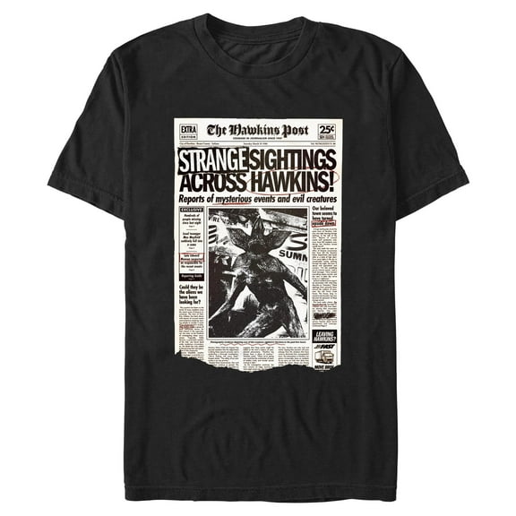 Netflix Men's Stranger Things Mysterious Sightings Across Hawkins T Shirt