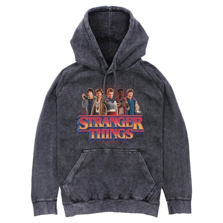 Netflix Men's Stranger Things Retro Friend Group Main Logo Lightweight Hoodie