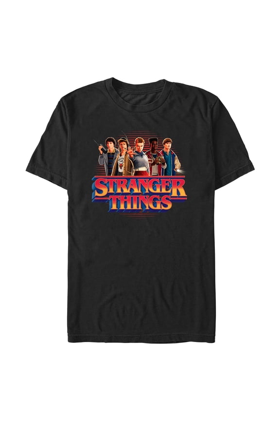 Netflix Men's Stranger Things Retro Friend Group Main Logo T Shirt