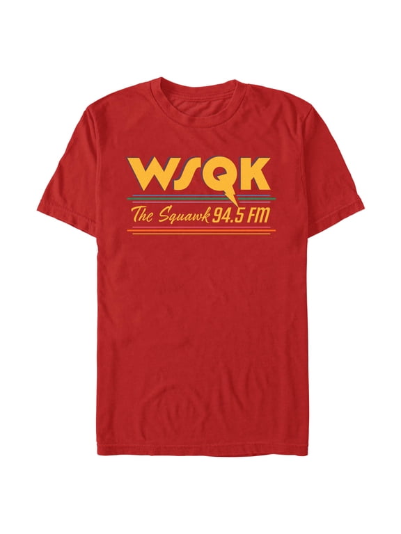 Netflix Men's Stranger Things Retro Radio The Squawk WSQK 94.5 FM Stripes T Shirt