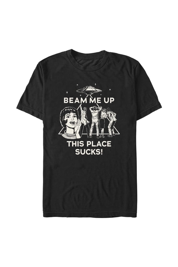 Netflix Men's Stranger Things Vintage This Place Sucks UFO T Shirt