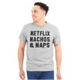thumbnail image 1 of Netflix Nachos Naps Cute College Gym Plus Size Crewneck Graphic Tee Shirt Brisco Brands 2X, 1 of 4