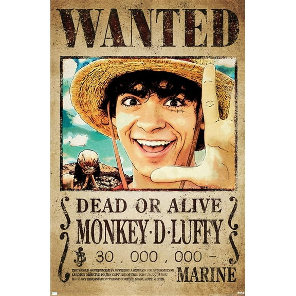 Netflix One Piece - Luffy Wanted Wall Poster, 14.725" x 22.375"