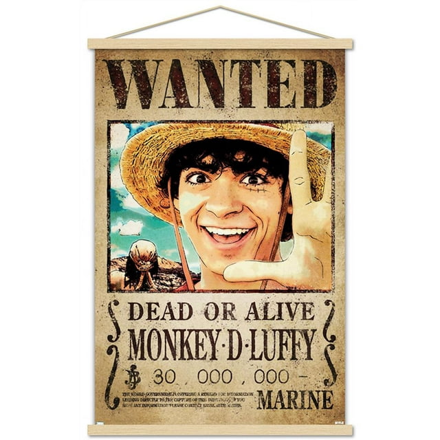 Netflix One Piece Luffy Wanted Wall Poster with Frame, 22.
