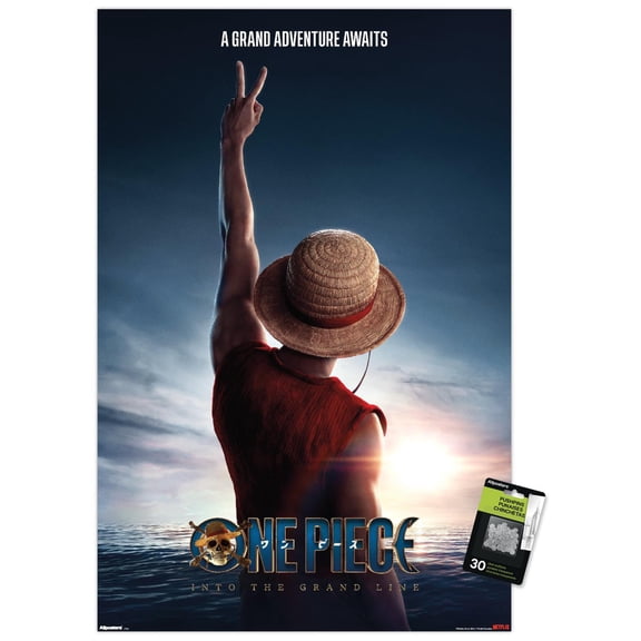 Netflix One Piece: Season 2 (2026) - Luffy Teaser Key Art Wall Poster with Push Pins, 22.375" x 34"