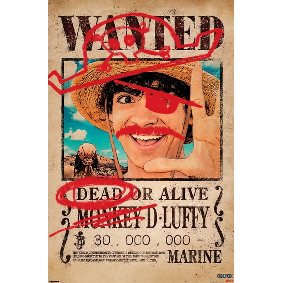 Netflix One Piece: Season 2 (2026) - Wanted Monkey D Luffy Wall Poster, 22.375" x 34"