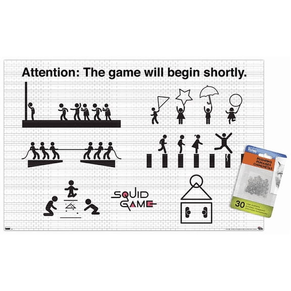 Netflix Squid Game - Games Wall Poster with Pushpins, 14.725" x 22.375"