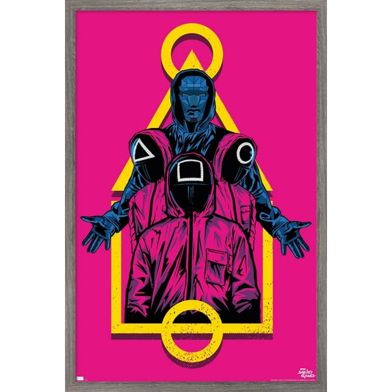 Netflix Squid Game - Masked Men Wall Poster, 22.375" x 34" Framed