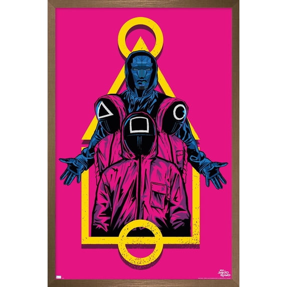 Netflix Squid Game - Masked Men Wall Poster, 22.375" x 34" Framed