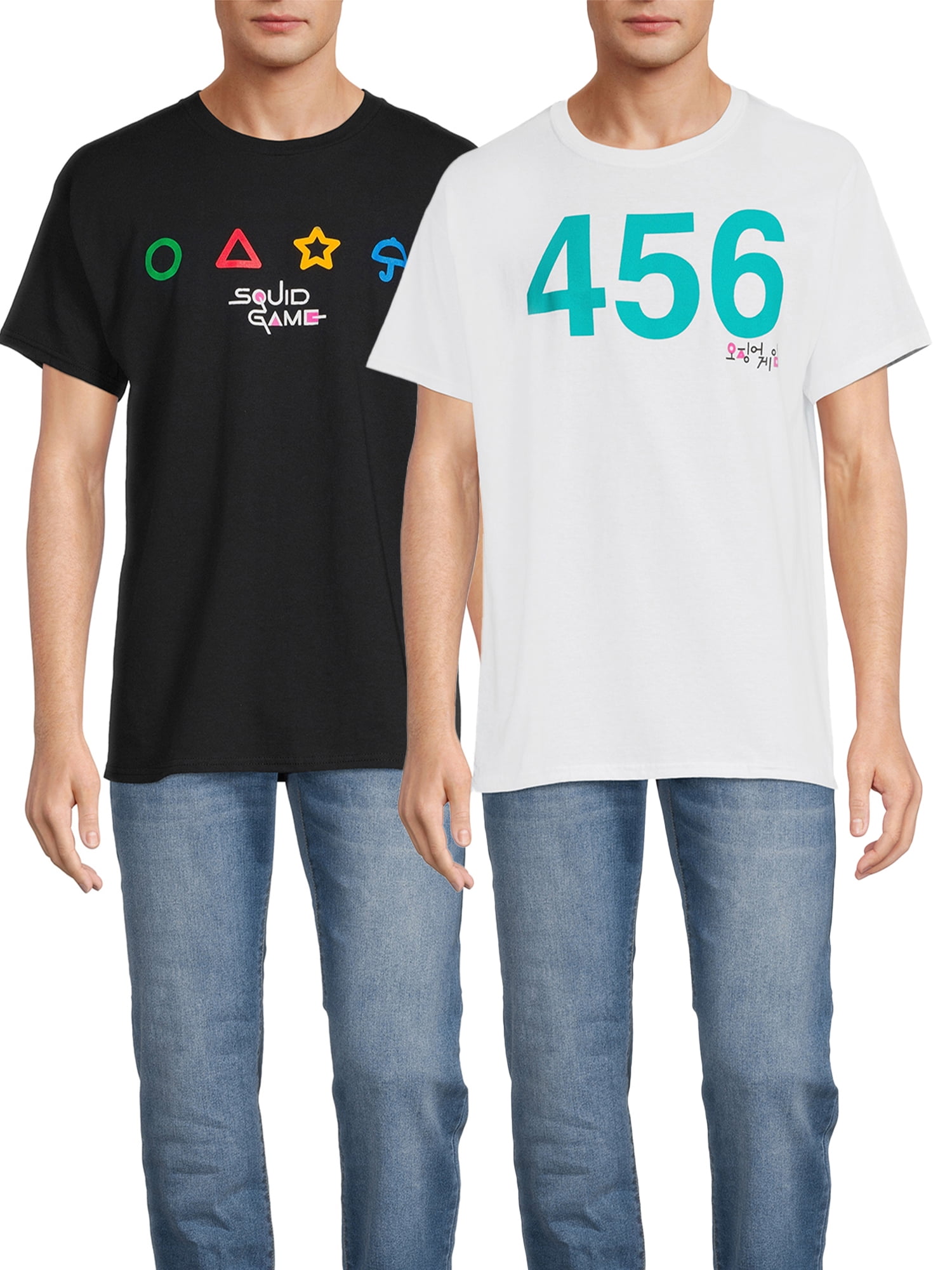 Netflix Squid Game Men's Player 456 and Honeycomb Game Graphic Tees, 2-Pack  