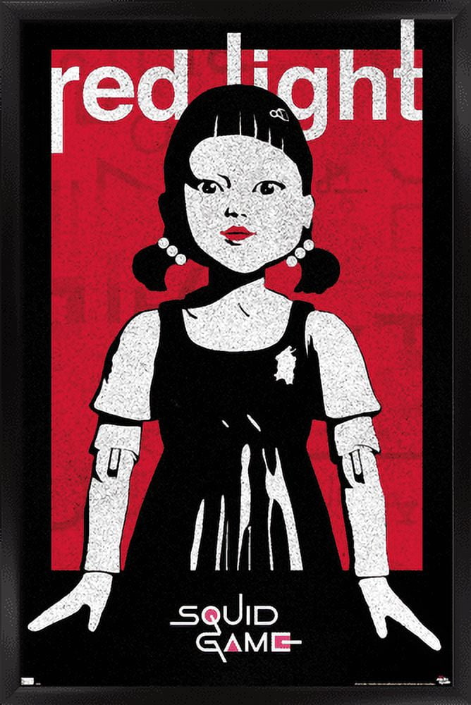Netflix Squid Game - Red Light Wall Poster, 14.725" x 22.375", Framed