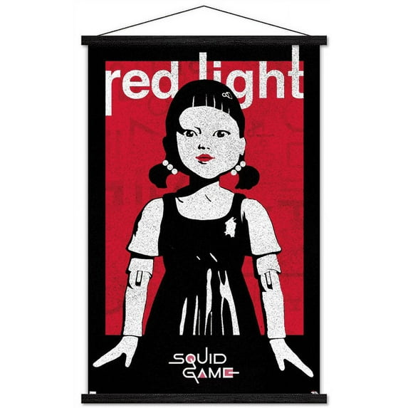 Netflix Squid Game - Red Light Wall Poster with Wooden Magnetic Frame, 22.375" x 34"