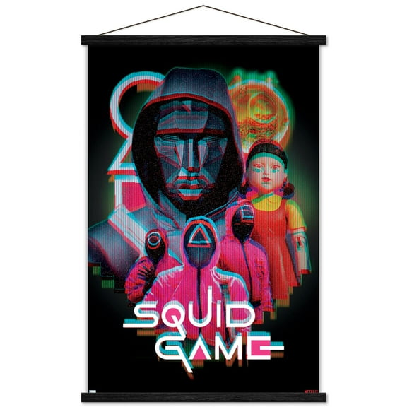 Netflix Squid Game: Season 2 - Group Glitch Wall Poster with Magnetic Frame, 22.375" x 34"