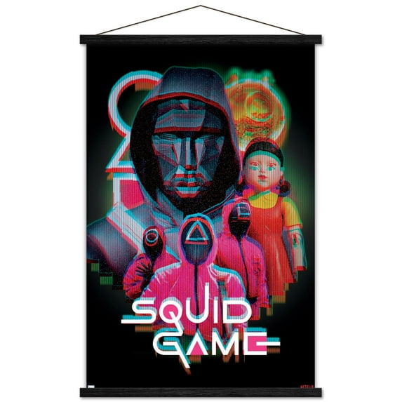 Netflix Squid Game: Season 2 - Group Glitch Wall Poster with Magnetic Frame, 22.375" x 34"
