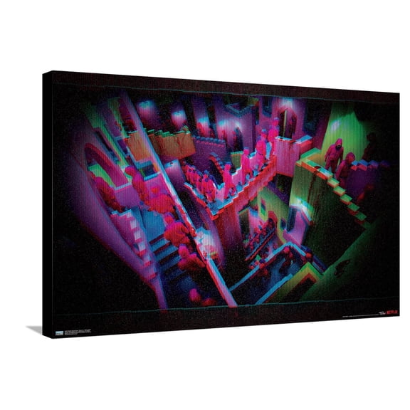 Netflix Squid Game: Season 2 - Stairs Glitch Canvas Wall Poster, 22.375" x 34"