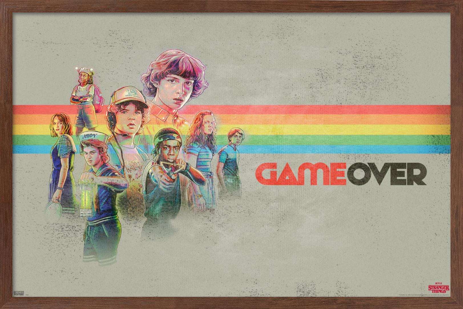 Netflix Stranger Things 3 - Game Over Wall Poster, 14.725" x 22.375", Framed