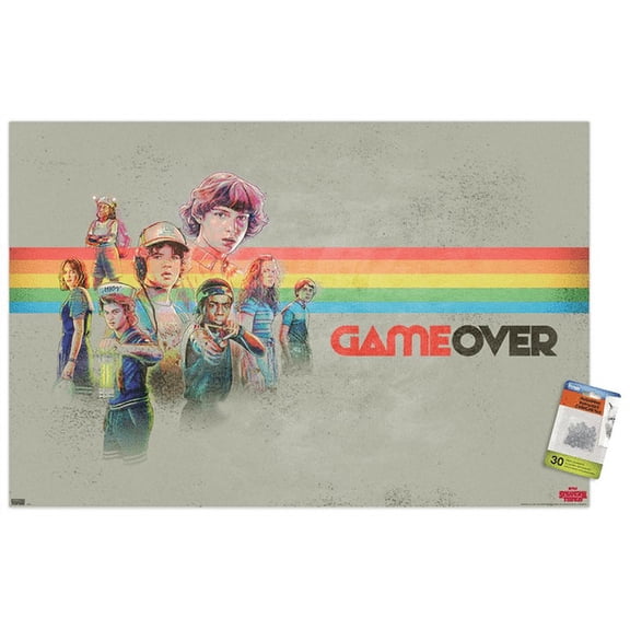 Netflix Stranger Things 3 - Game Over Wall Poster with Push Pins, 22.375" x 34"