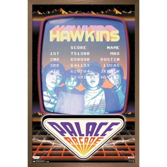 Netflix Stranger Things: Season 2 - Palace Arcade Wall Poster, 22.375" x 34", Framed
