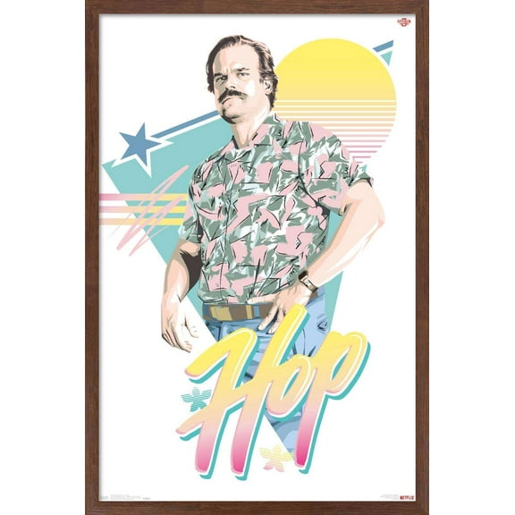 Netflix Stranger Things: Season 3 - Hop Wall Poster, 14.725" x 22.375", Framed