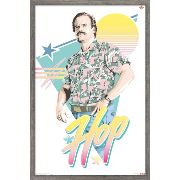 Netflix Stranger Things: Season 3 - Hop Wall Poster, 22.375" x 34", Framed