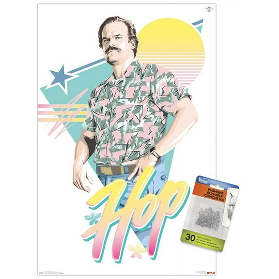 Netflix Stranger Things: Season 3 - Hop Wall Poster with Push Pins, 14.725" x 22.375"
