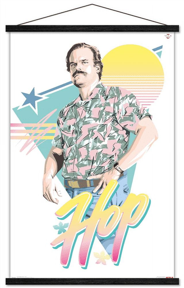 Netflix Stranger Things: Season 3 - Hop Wall Poster with Wooden Magnetic Frame, 22.375" x 34"