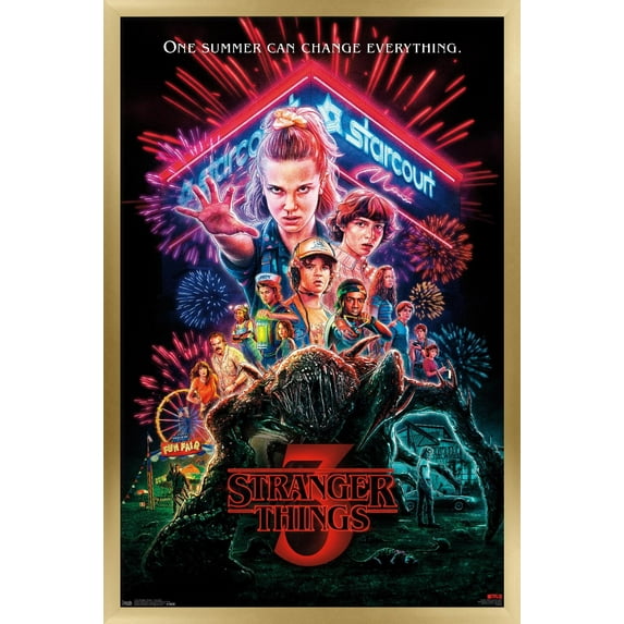 Netflix Stranger Things: Season 3 - One Sheet Wall Poster, 14.725" x 22.375", Framed