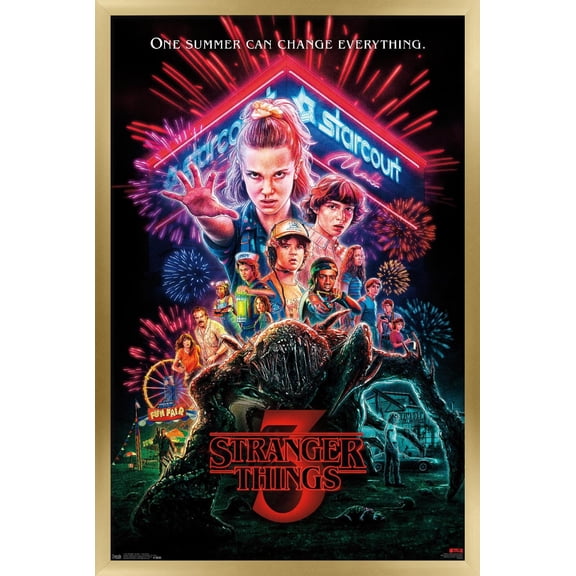 Netflix Stranger Things: Season 3 - One Sheet Wall Poster, 22.375" x 34", Framed