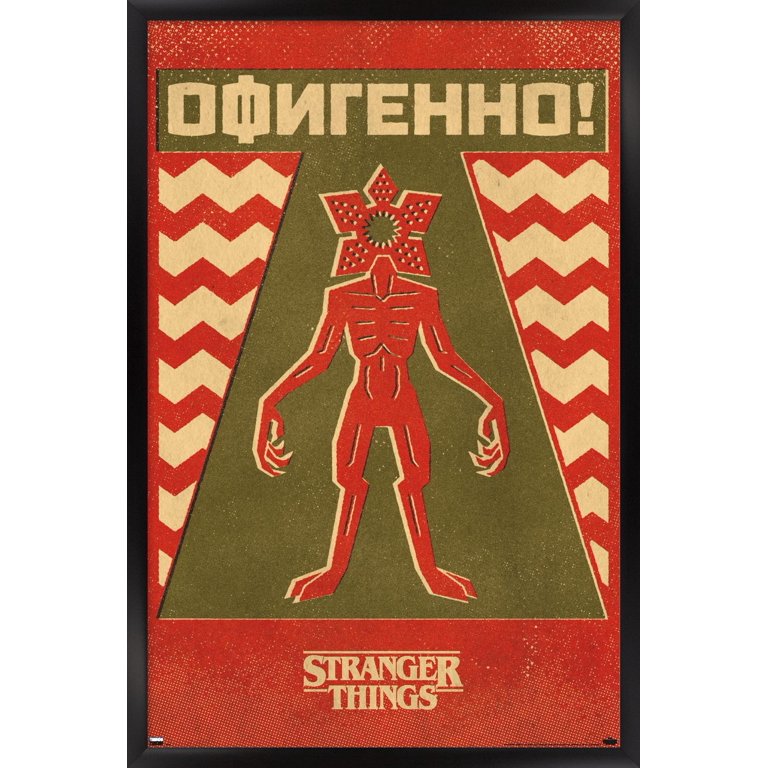 Trends International Netflix Stranger Things: Season 4 - Russia Teaser One  Sheet Framed Wall Poster Prints White Framed Version 14.725 x 22.375