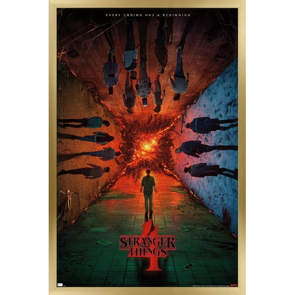 Netflix Stranger Things: Season 4 - Group Teaser One Sheet Wall Poster, 14.725" x 22.375" Framed