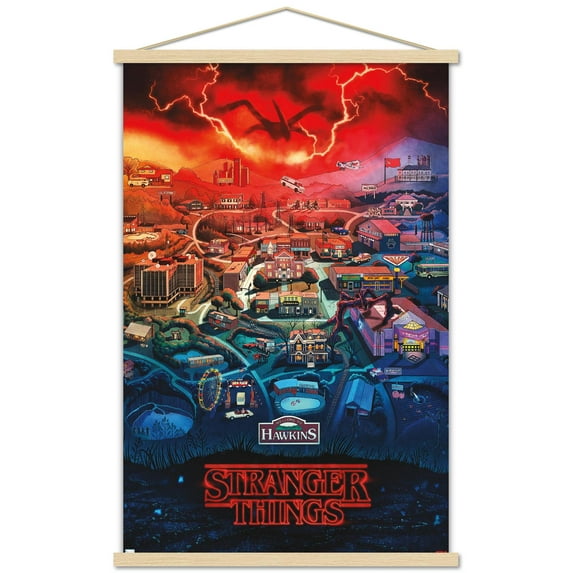 Netflix Stranger Things: Season 4 - Hawkins, Indiana Wall Poster with Magnetic Frame, 22.375" x 34"