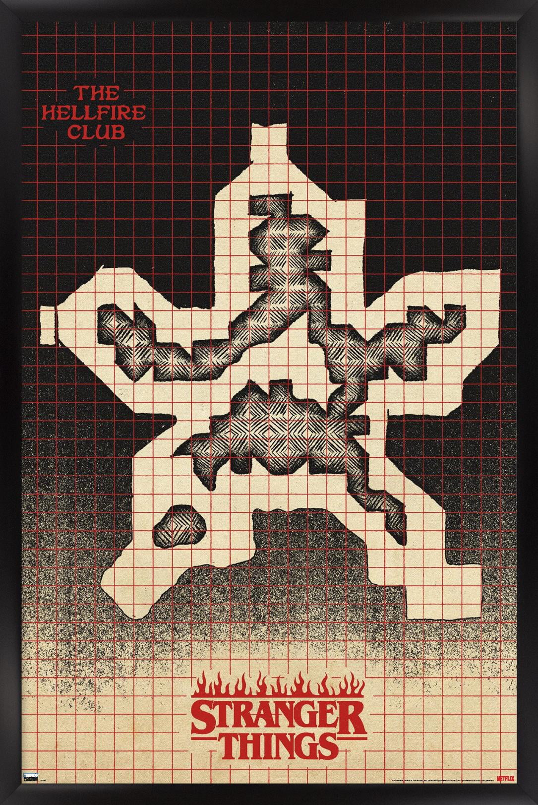 Netflix Stranger Things: Season 4 - Hellfire Club Map Wall Poster, 14.725" x 22.375" Framed