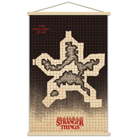 Netflix Stranger Things: Season 4 - Hellfire Club Map Wall Poster with Magnetic Frame, 22.375" x 34"