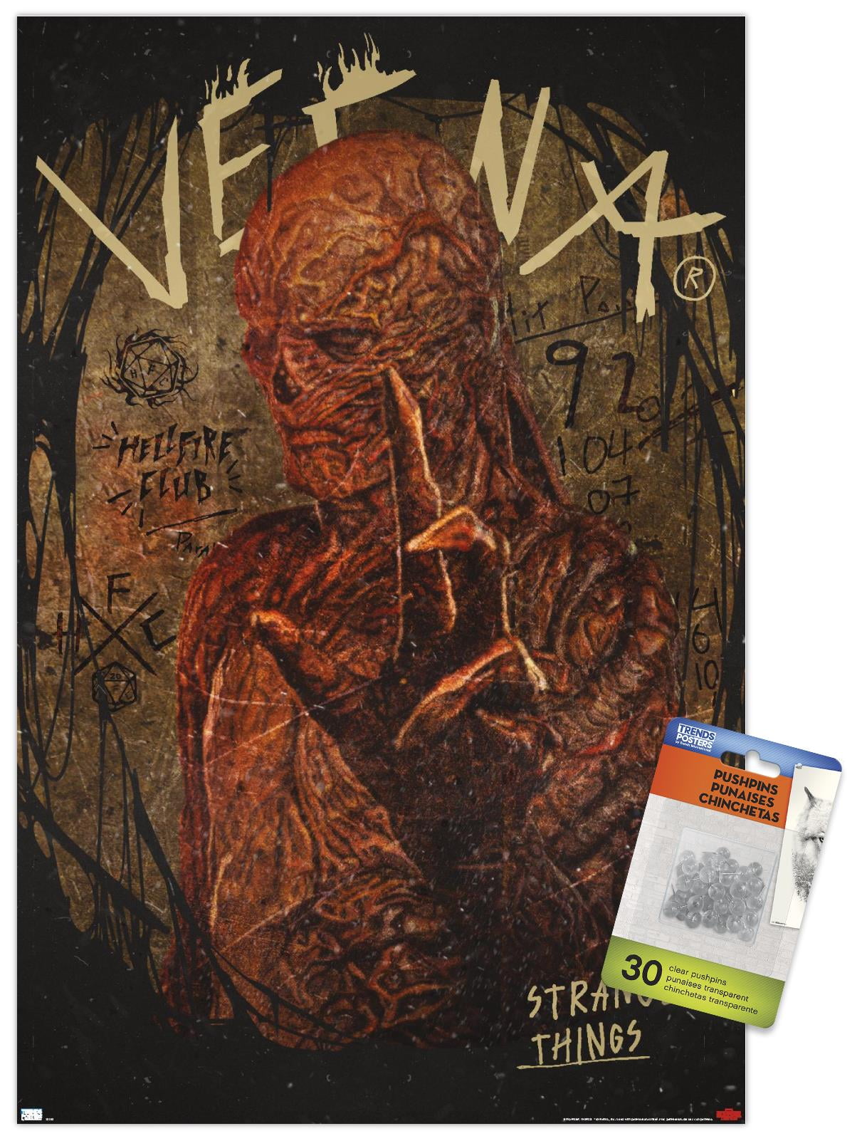 Netflix Stranger Things: Season 4 - Vecna Wall Poster with Push Pins, 14.725" x 22.375"